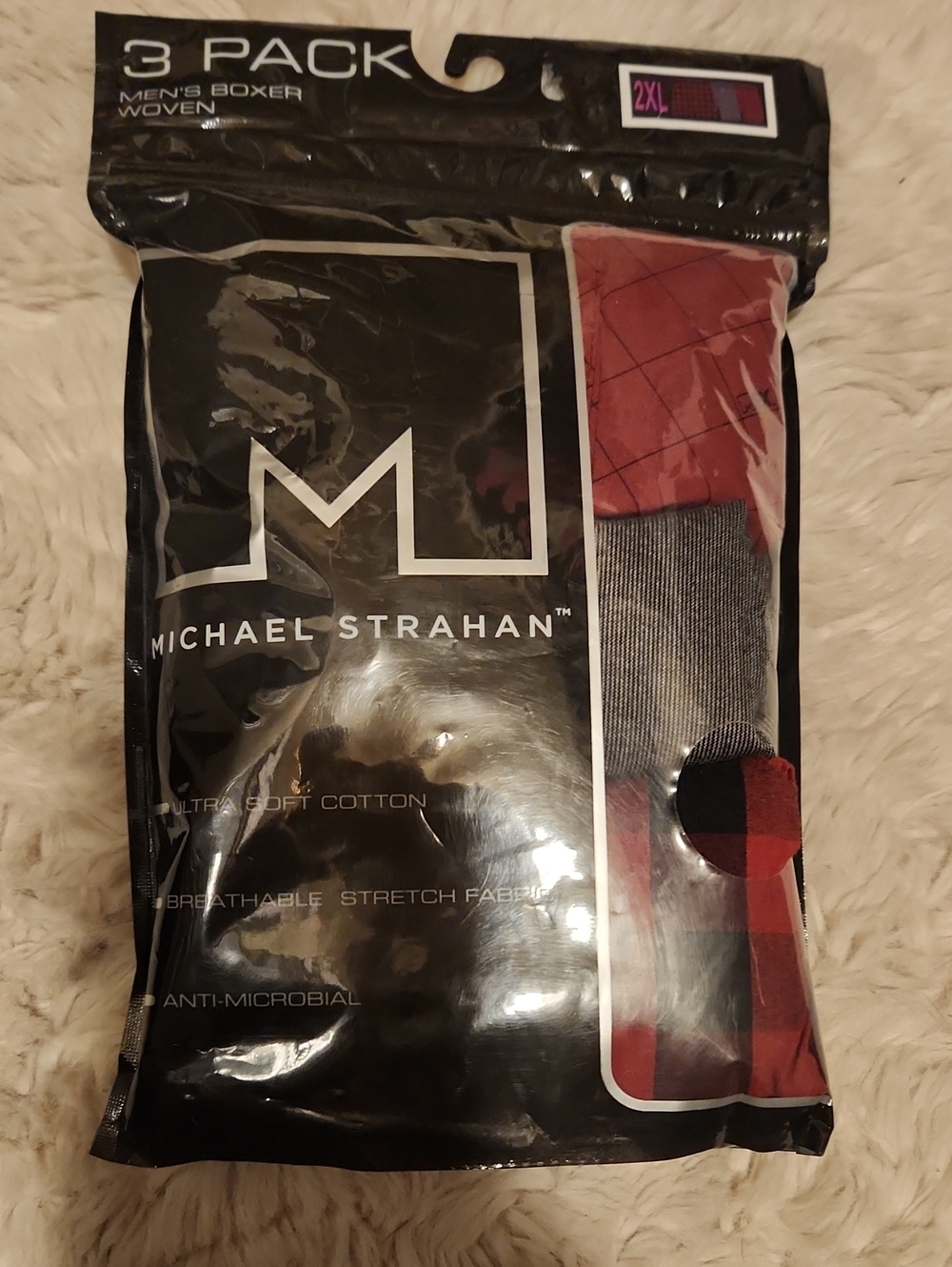 NWT Michael Strahan 3-Pack Men's Boxers - Black & Red Set